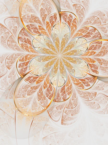 소프트 골드 프랙탈 꽃, 크리에이 티브 그래픽 디자인에 대 한 디지털 아트 워크 — 스톡 사진
