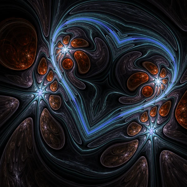 Corazón fractal oscuro, obra de arte digital para el diseño gráfico creativo —  Fotos de Stock