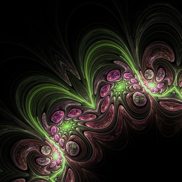 Dunkle, detaillierte Fraktalspiralen, digitale Kunstwerke für kreative grafische Gestaltung — Stockfoto