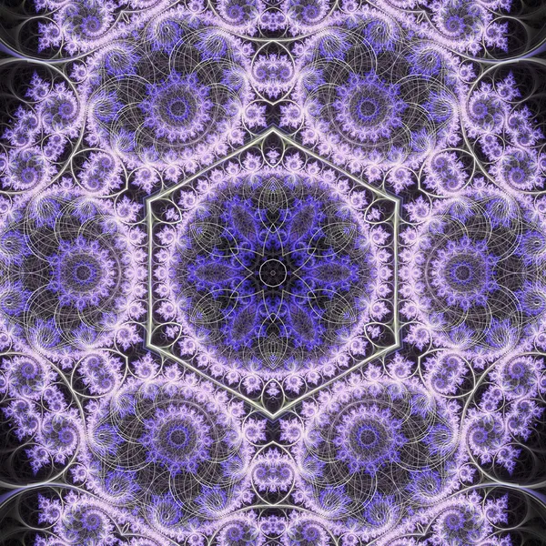 Swirly purple fractal mandala, digital artwork for creative graphic design — Stock Photo, Image