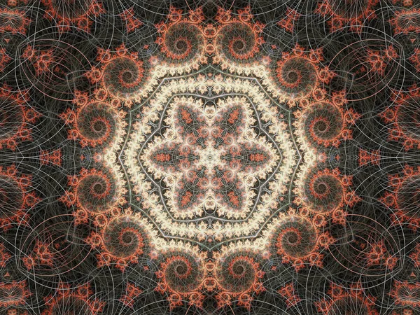 Mandala floreale arancione, opera d'arte frattale digitale per il design grafico creativo — Foto Stock