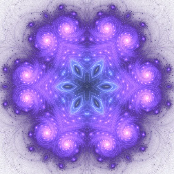 Menekşe çiçek mandala, dijital fractal sanat yaratıcı grafik tasarım için — Stok fotoğraf