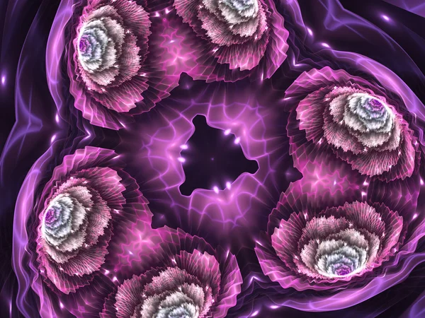 Roze fractal bloemen, digitale kunst voor creatieve grafisch ontwerp — Stockfoto