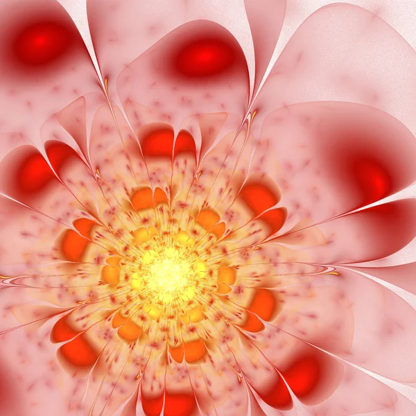 Light fiery fractal flower, digital artwork for creative graphic design — Stock Photo, Image