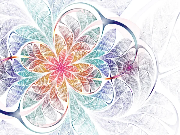 Flor fractal leve e colorida, obra de arte digital para design gráfico criativo — Fotografia de Stock