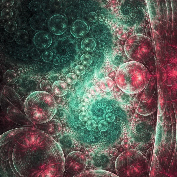 Groene en rode fractal dwarrelt, digitale kunst voor creatieve grafisch ontwerp — Stockfoto