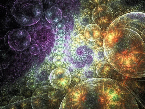 Vivid colorful fractal spirals, digital artwork for creative graphic design — Stock Photo, Image