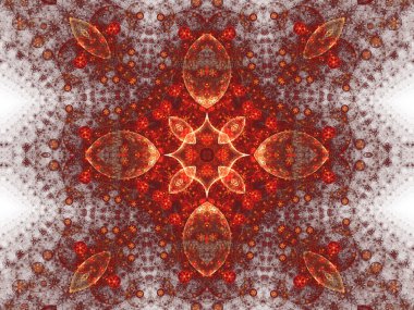 canlı kırmızı fraktal mandala, yaratıcı grafik tasarım için dijital sanat