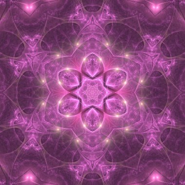 Mor fraktal mandala şekli çiçek, yaratıcı grafik tasarım için dijital sanat