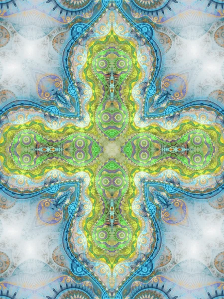 Cruz fractal colorida, obra de arte digital para design gráfico criativo — Fotografia de Stock