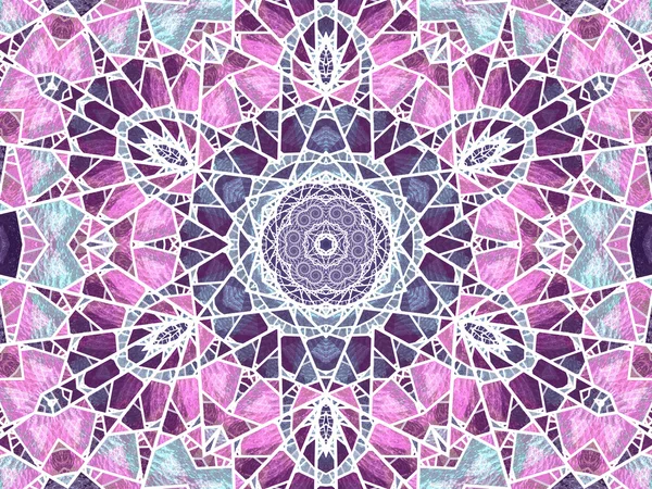 Mandala de vidro manchado roxo, arte digital para design gráfico criativo — Fotografia de Stock