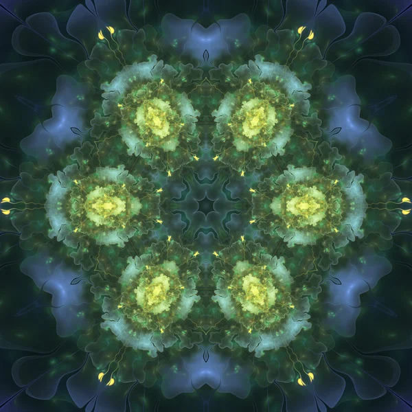 Dark blue floral mandala, digital artwork for creative graphic design — Stock Photo, Image