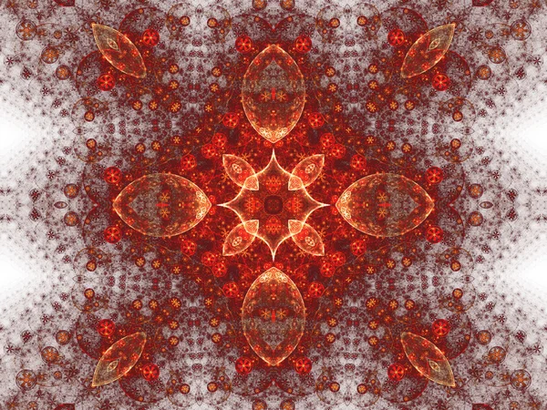 Mandala fractal vermelho vívido, obra de arte digital para design gráfico criativo — Fotografia de Stock