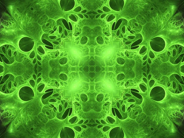잎이 많은 녹색 프랙탈 만다라, 크리에이 티브 그래픽 디자인에 대 한 디지털 아트 워크 — 스톡 사진