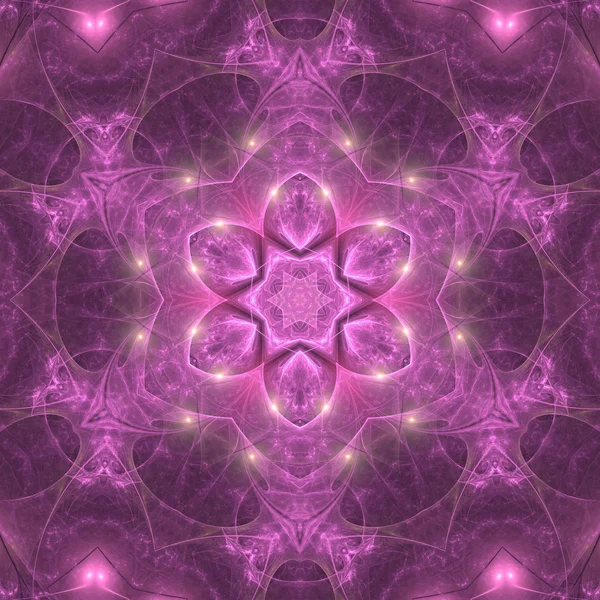 Mandala fractal roxo em forma de flor, arte digital para design gráfico criativo — Fotografia de Stock