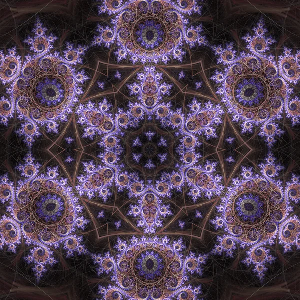 Dark violet fractal mandala, digital artwork for creative graphic design — Stock Photo, Image