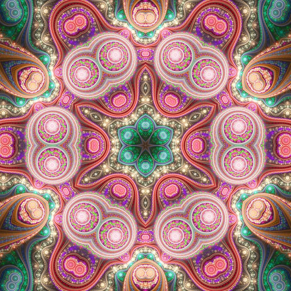 Mandala fractal colorido, arte digital para design gráfico criativo — Fotografia de Stock