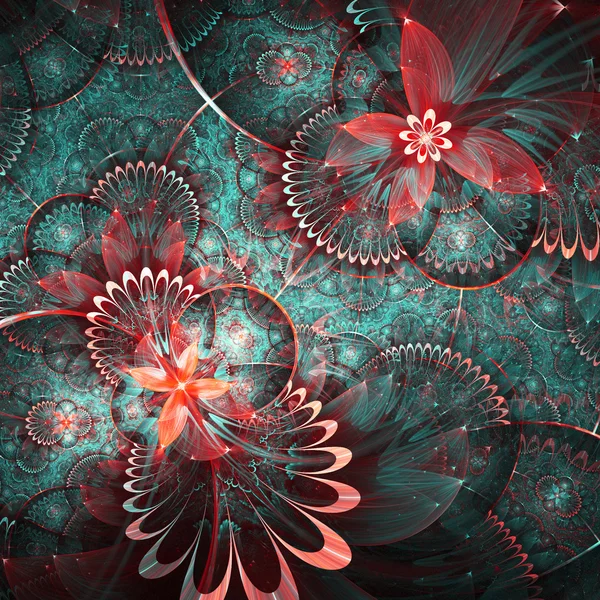 Patrón floral fractal colorido, ilustraciones digitales para el diseño gráfico creativo —  Fotos de Stock