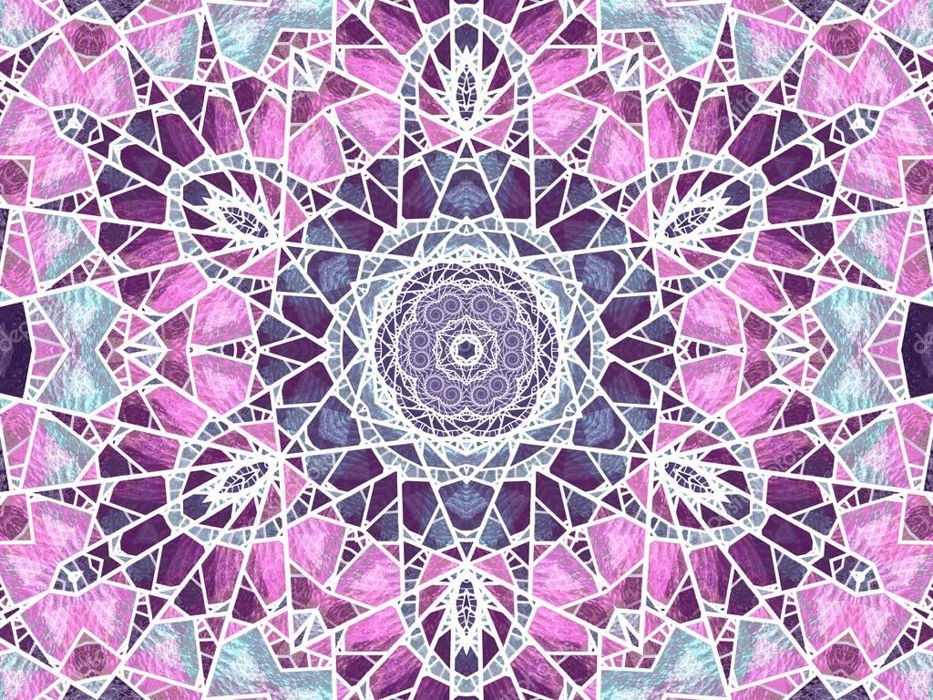Purple stained glass mandala, digital artwork for creative graphic design