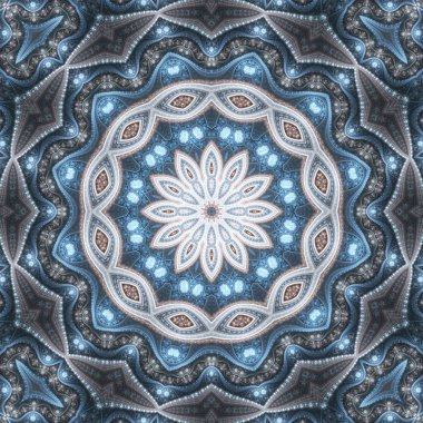 Kış temalı kar tanesi mandala, yaratıcı grafik tasarım için dijital sanat