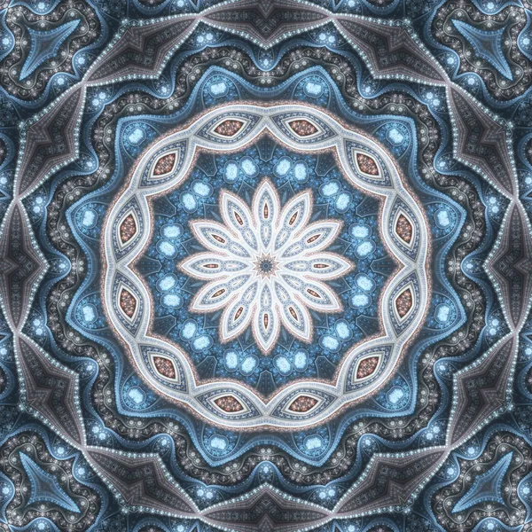 Mandala de flocon de neige sur le thème de l'hiver, illustration numérique pour la conception graphique créative — Photo