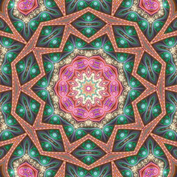 Mandala colorato lucido, opera d'arte digitale per il design grafico creativo — Foto Stock