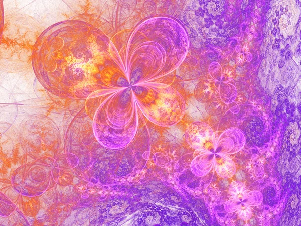 Motif floral fractal coloré, illustration numérique pour la conception graphique créative — Photo
