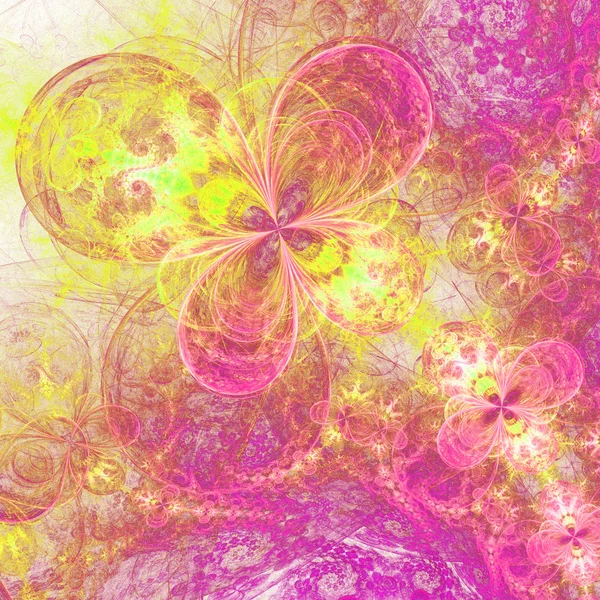 Canlı fraktal çiçek desenli, yaratıcı grafik tasarım için dijital sanat — Stok fotoğraf