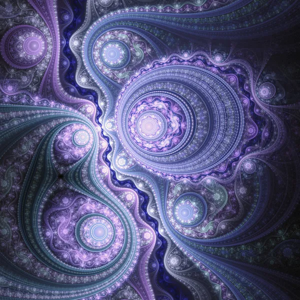 Blue and purple fractal clockwork, digital artwork for creative graphic design — Stock Photo, Image