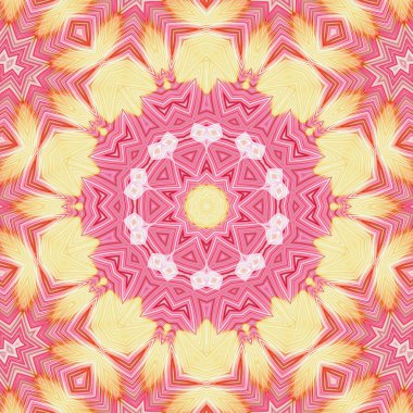 Kırmızı ve altın fraktal mandala, yaratıcı grafik tasarım için dijital sanat