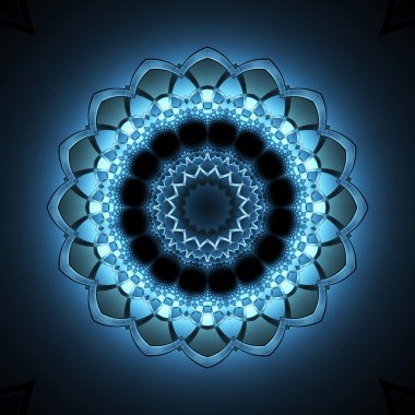 Mavi fraktal mandala, yaratıcı grafik tasarım için dijital sanat