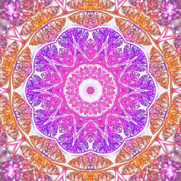 Mandala fractal colorido brilhante, obra de arte digital para design gráfico criativo — Fotografia de Stock