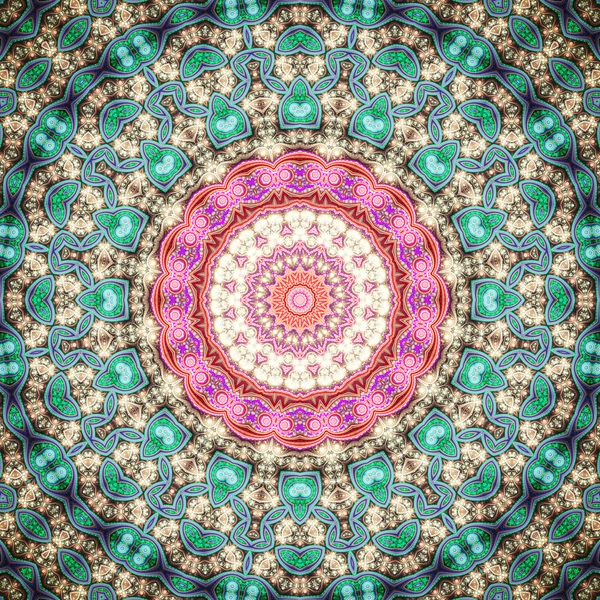 Mandala fractal colorido, arte digital para design gráfico criativo — Fotografia de Stock