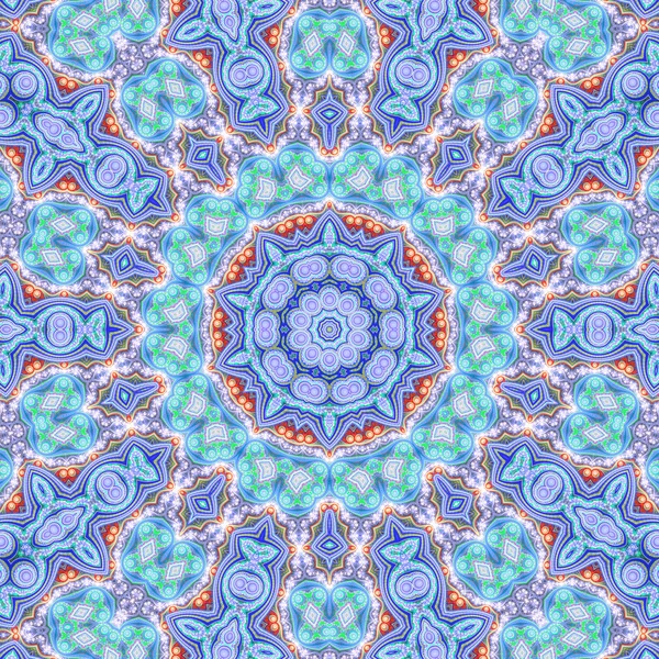 Caleidoscópio fractal azul, arte digital para design gráfico criativo — Fotografia de Stock