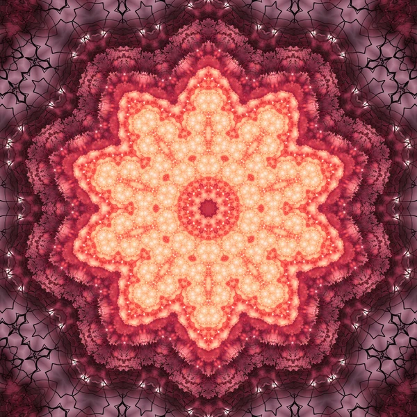 Fiery fractal mandala, digital artwork for creative graphic design — Stock Photo, Image