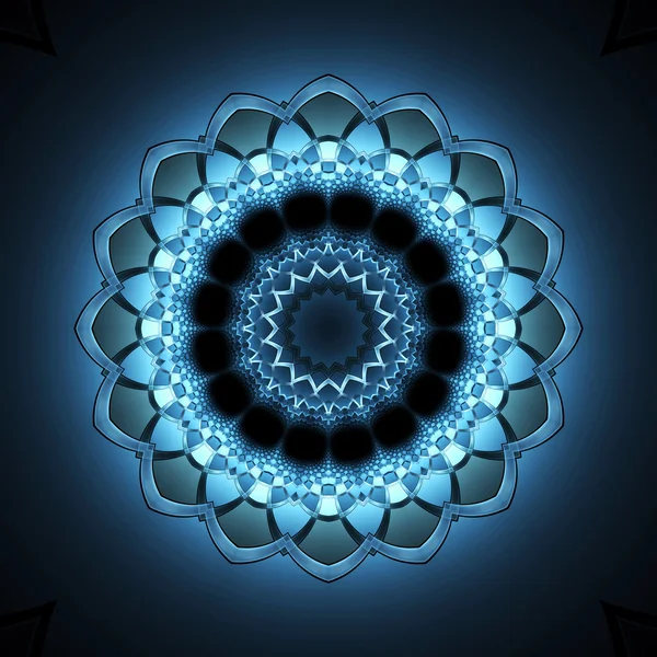 Blaues fraktales Mandala, digitales Kunstwerk für kreatives Grafikdesign — Stockfoto