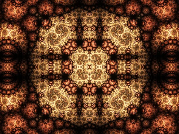 Altın fraktal kaleidoscope desen, yaratıcı grafik tasarım için dijital sanat — Stok fotoğraf