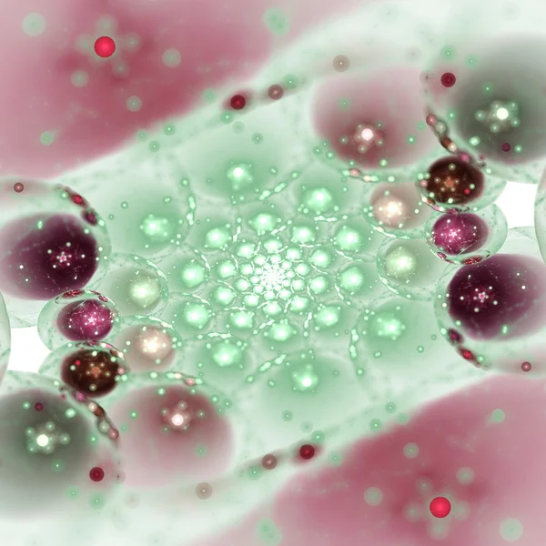 Groene en rode fractal bubbels, digitale kunst voor creatieve grafisch ontwerp — Stockfoto