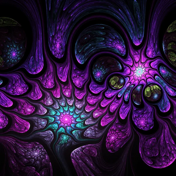 Koyu renkli fraktal swirls, yaratıcı grafik tasarım için dijital sanat — Stok fotoğraf