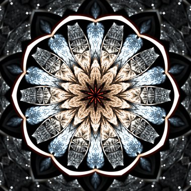 karanlık pırıltılı fraktal mandala, yaratıcı grafik tasarım için dijital sanat