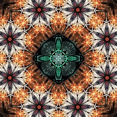 altın çiçek mandala, yaratıcı grafik tasarım için dijital sanat