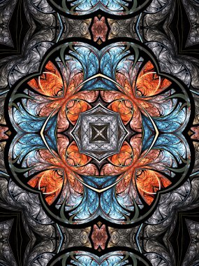 Colorful fractal kaleidoscope, digital artwork for creative graphic design