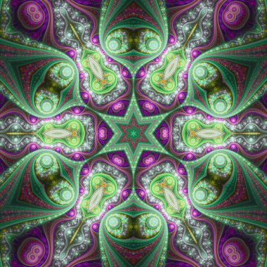 renkli fraktal mandala, yaratıcı grafik tasarım için dijital sanat