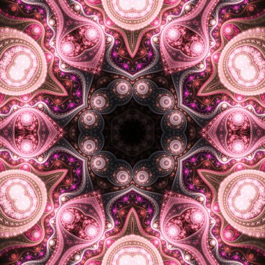 pembe fraktal mandala, yaratıcı grafik tasarım için dijital sanat
