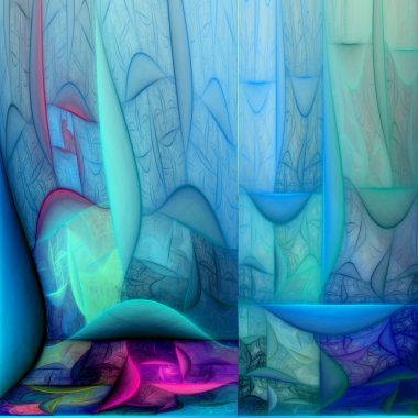 derin mavi su temalı fraktal desen, yaratıcı grafik tasarım için dijital sanat