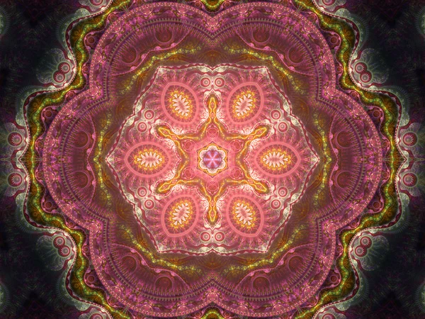 Pembe fraktal mandala, yaratıcı grafik tasarım için dijital sanat — Stok fotoğraf