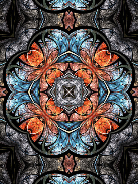 Красочный фрактальный калейдоскоп, цифровое искусство для творческого графического дизайна
