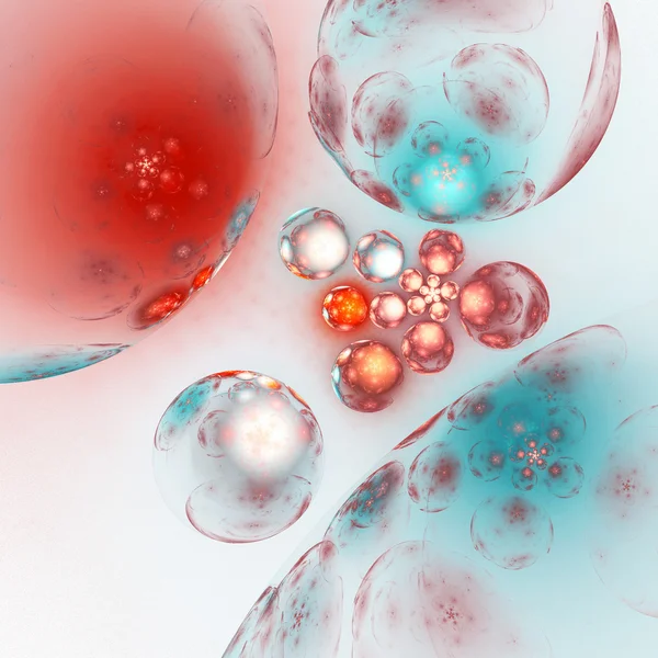 Red and blue soap bubbles, digital artwork for creative graphic design — Stock Photo, Image