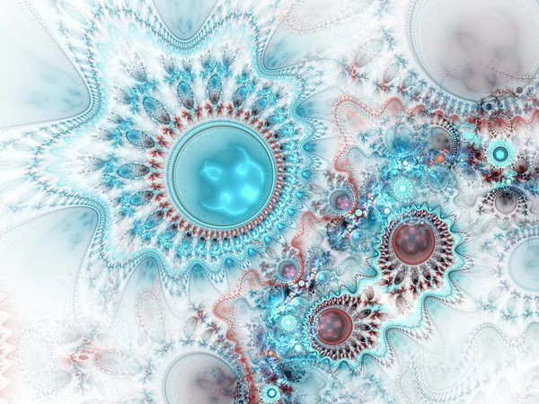 Light blue fractal clockwork, digital artwork for creative graphic design — Stock Photo, Image