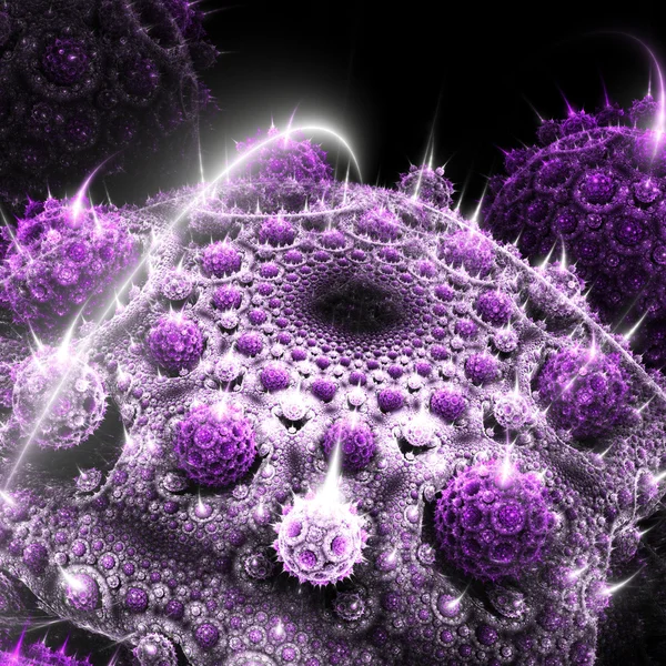 Virus fractal violeta, ilustraciones digitales para el diseño gráfico creativo — Foto de Stock